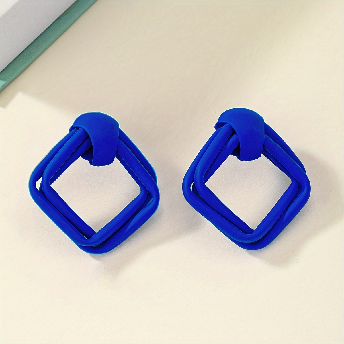 Green Geometric Stud Earrings for Summer Party